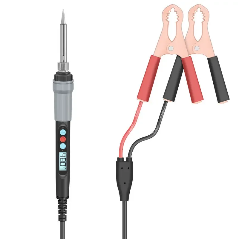 

Low Voltage DC 12V 24V DC Digital Display Electric Soldering Iron High Altitude Outdoor Crocodile Clip Soldering Iron 18-72W