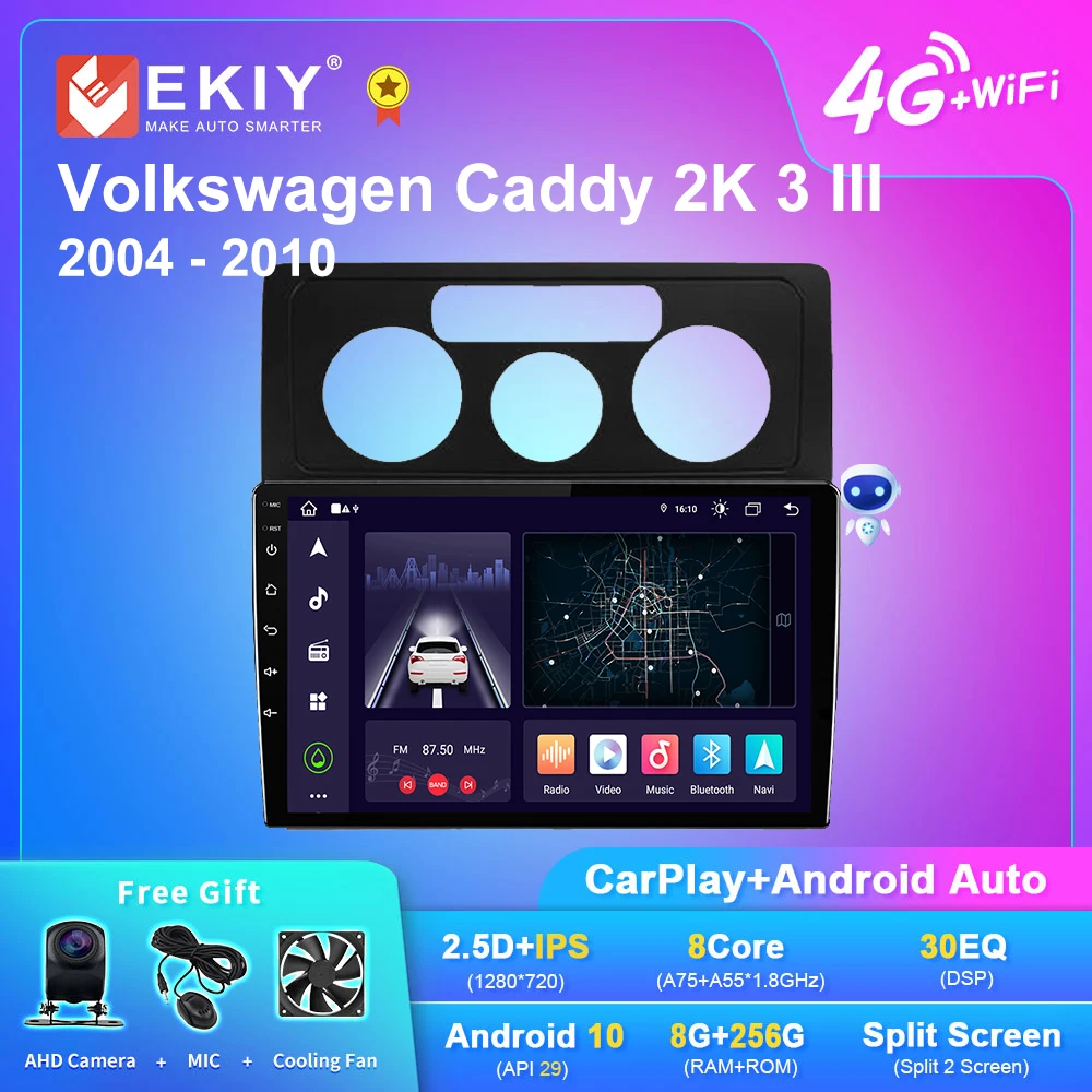 

EKIY X7 Android 10 Car Radio For Volkswagen Caddy 2K 3 III 2004 - 2010 Navi GPS Carplay Multimedia Video Player Stereo No 2 din