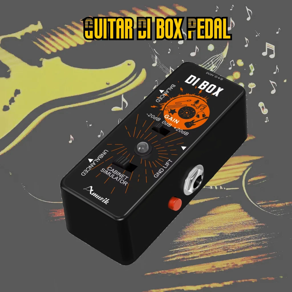 

Amuzik-LEF-331 Direct Box, Guitar Bass Passive DI Box with Cabinet Simulator, 1/4 and XLR Ture Bypass, Full Metal Case