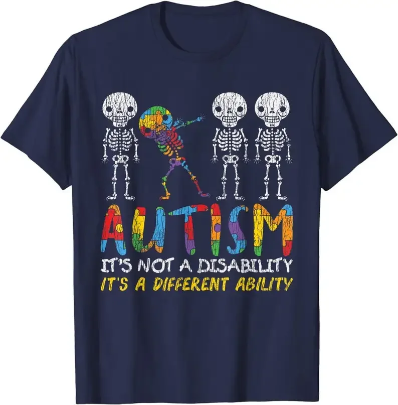 Autism Awerness - Skeleton Dabbing Autistic Kids Awareness T-Shirt