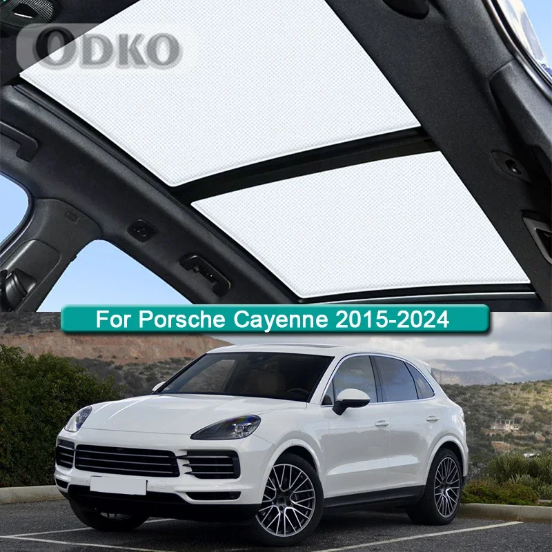 Car Roof Sunshade For Porsche Cayenne 2015-2023 2024 Electrostatic Adsorption Sunroof Sunshade Skylight Blind Shading Sticker