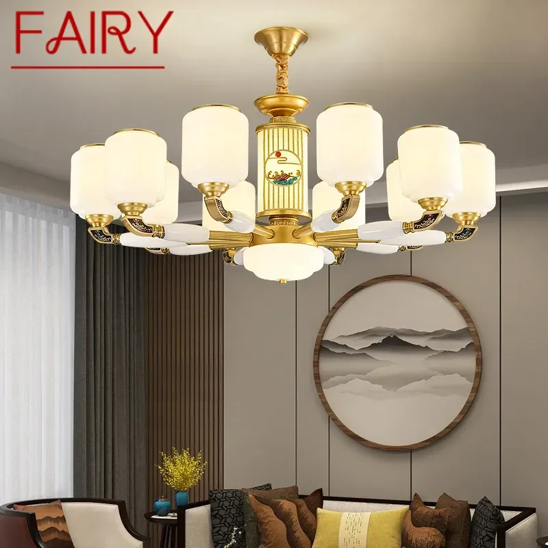 FAIRY Contemporary Luxury Brass Pendent Lamp  Chinese style Living Room Dining Room Bedroom Villa Hotel Sample Room Chandelier