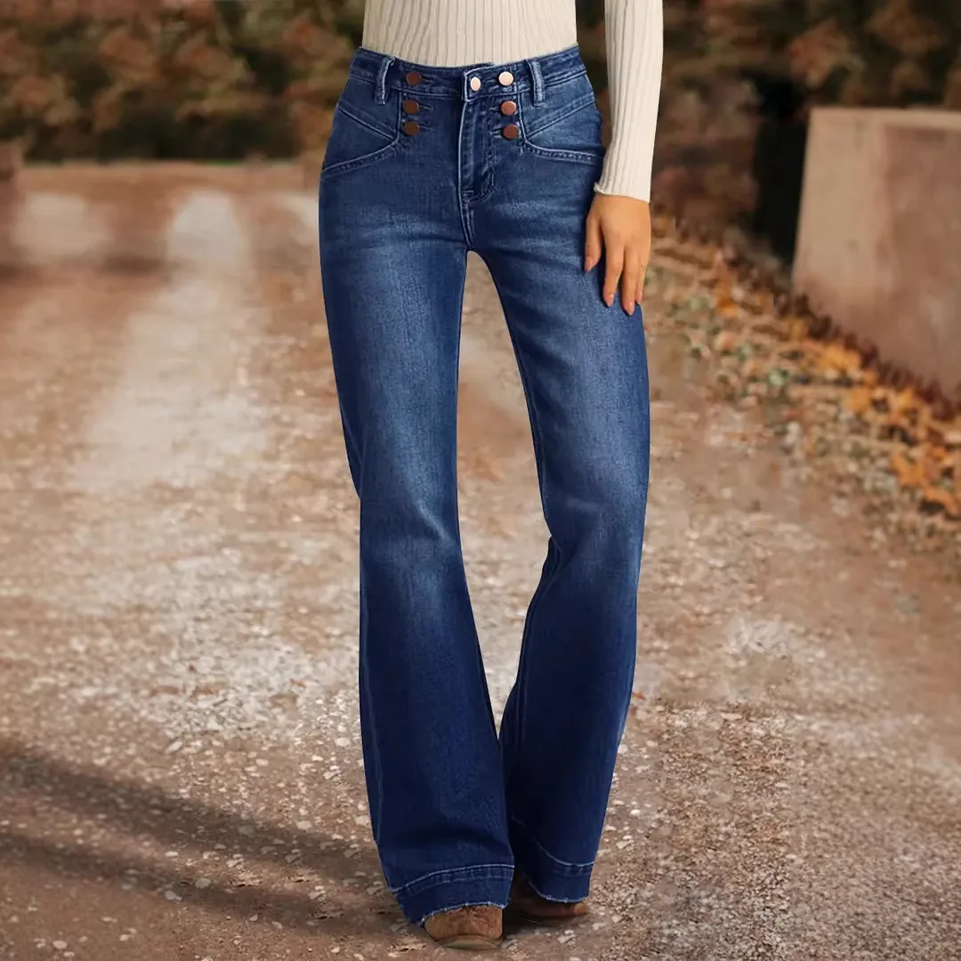 

Womens Pants Jeans Y2k Jeans Flared Bootcut Loose Fit Casual Trousers Retro Embroidery Floral Design Wide Leg