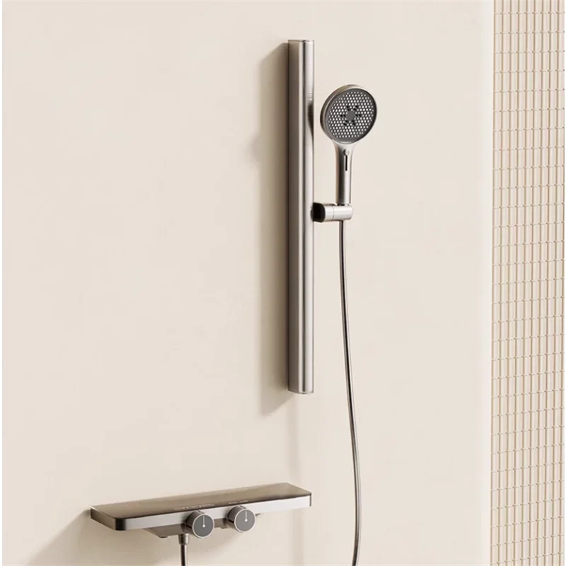 

Gray Thermostatic Bath & Shower Faucet Wall Mounted Bathtub Shower Set Cream Milk Bathroom Shower Faucet Bathroom Brass