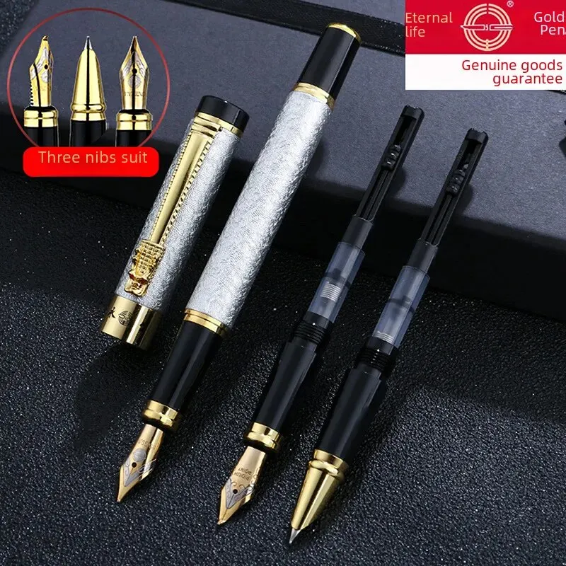 Eternal Steel Pen Set Three-piece Set Signature Pen Student Calligraphy Office Stationery Refillable Ink Cartridge