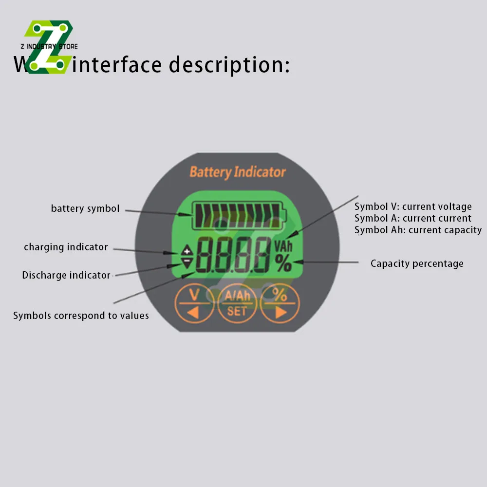 TR16 DC 8-120V 50A 100A 350A Battery Capacity Tester Voltage Current Meter Battery Capacity Monitor Indicator Ammeter Voltmeter