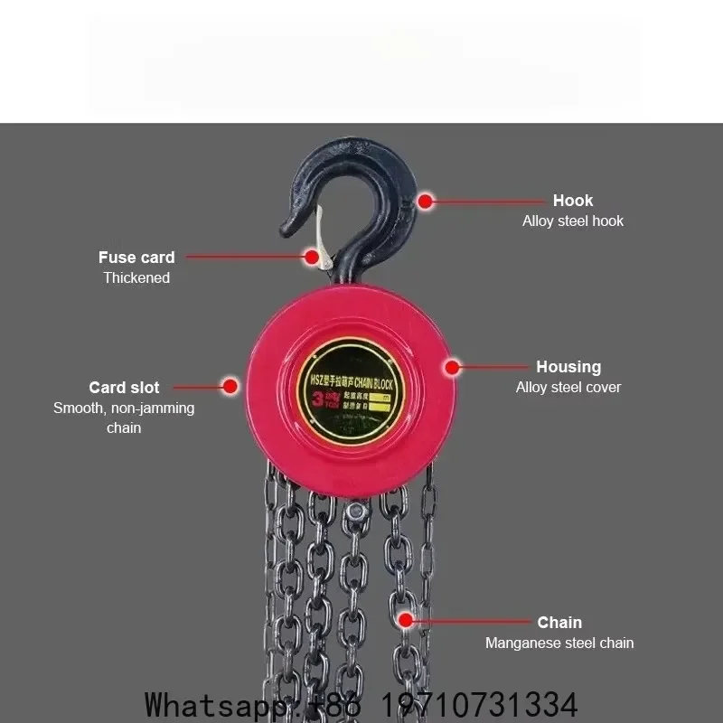 for 3M Manual Chain Hoist Heavy Duty Hand Block with Hook Smooth Lifting No Jamming Industrial Construction