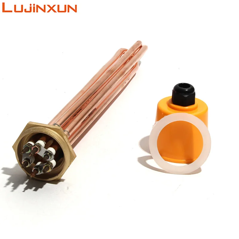Lujinxun DN40 النحاس عنصر سخان المياه للغلاية مسدس 1.5 "موضوع سخانات 110/220/380 فولت النحاس الموضوع أنبوب 3/4.5/6/9/12KW