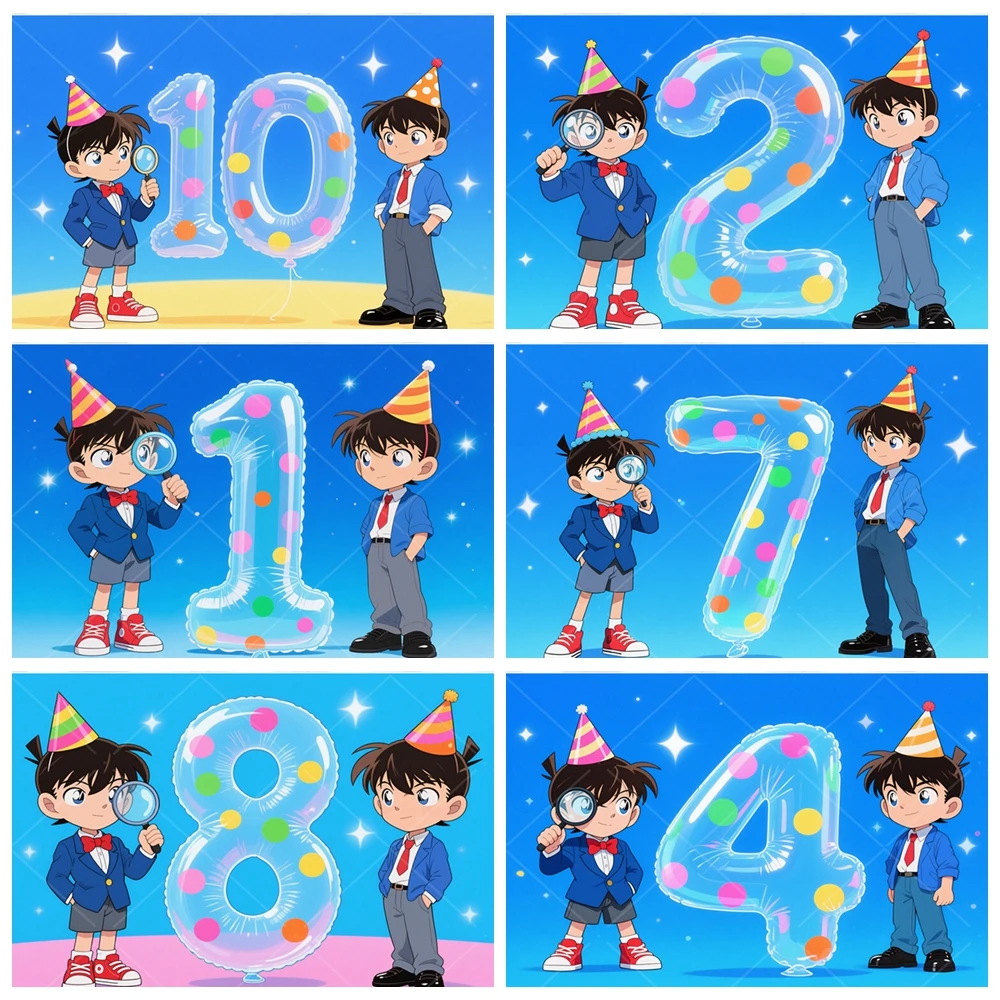 

Detective Conan Theme Children 1-10 Birthday Party Decoration Detective Backdrops Baby Shower Photography Custom Background