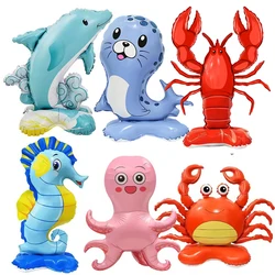 Inflatable Sea Animals Balloons Stanging Shark Fish Dolphin Octopus Sea Horse Balloons Ocean Foil Balloons Birthday Party Decor