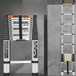 접이식 접이식 알루미늄 사다리, 단추 수축 익스텐션 사다리, 하중 용량 375 lbs