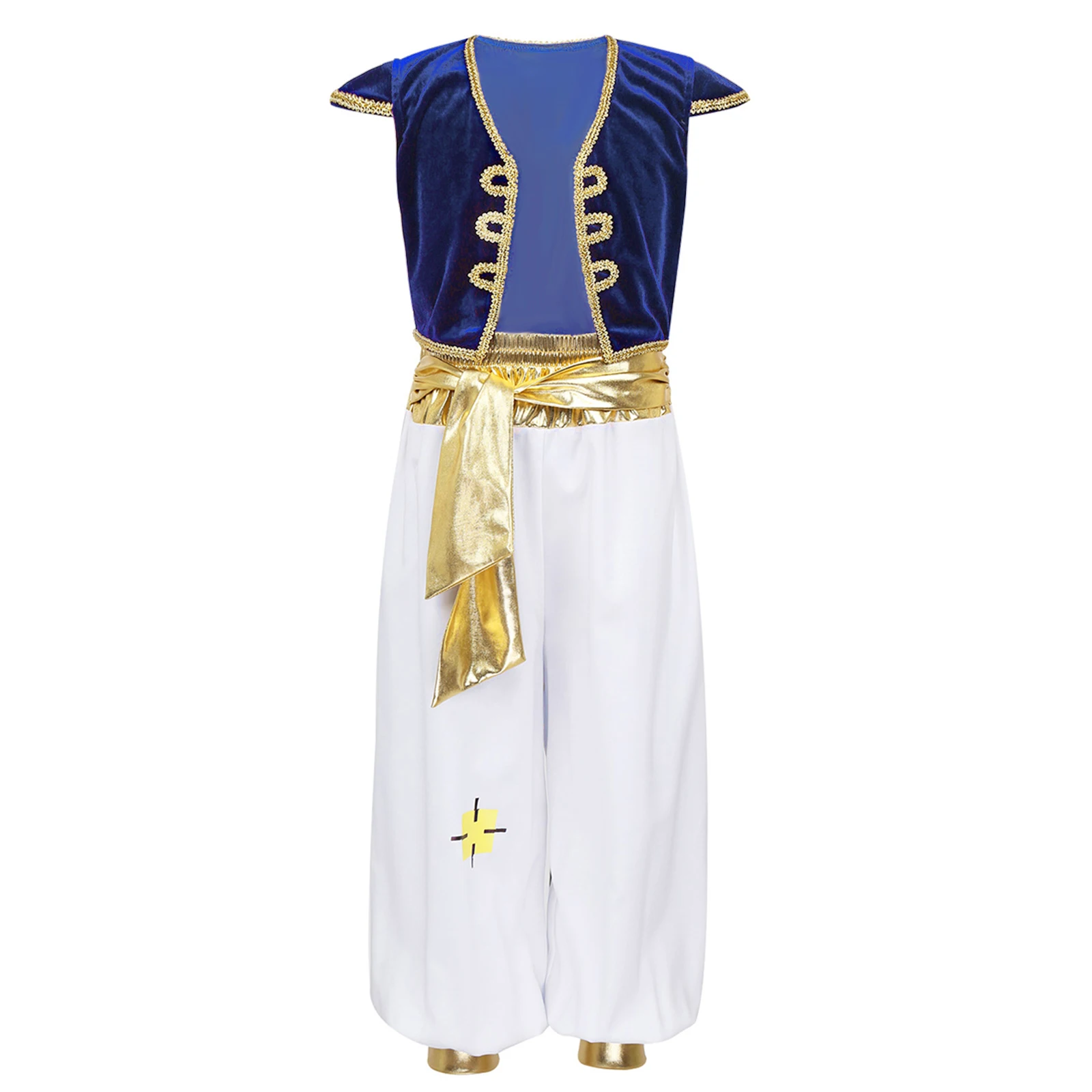 Tenues de prince arabe de paupières pour enfants, mancherons, gilet avec pantalon, costume de cosplay, habillage d'Halloween, fête de carnaval, nickel é, garçons