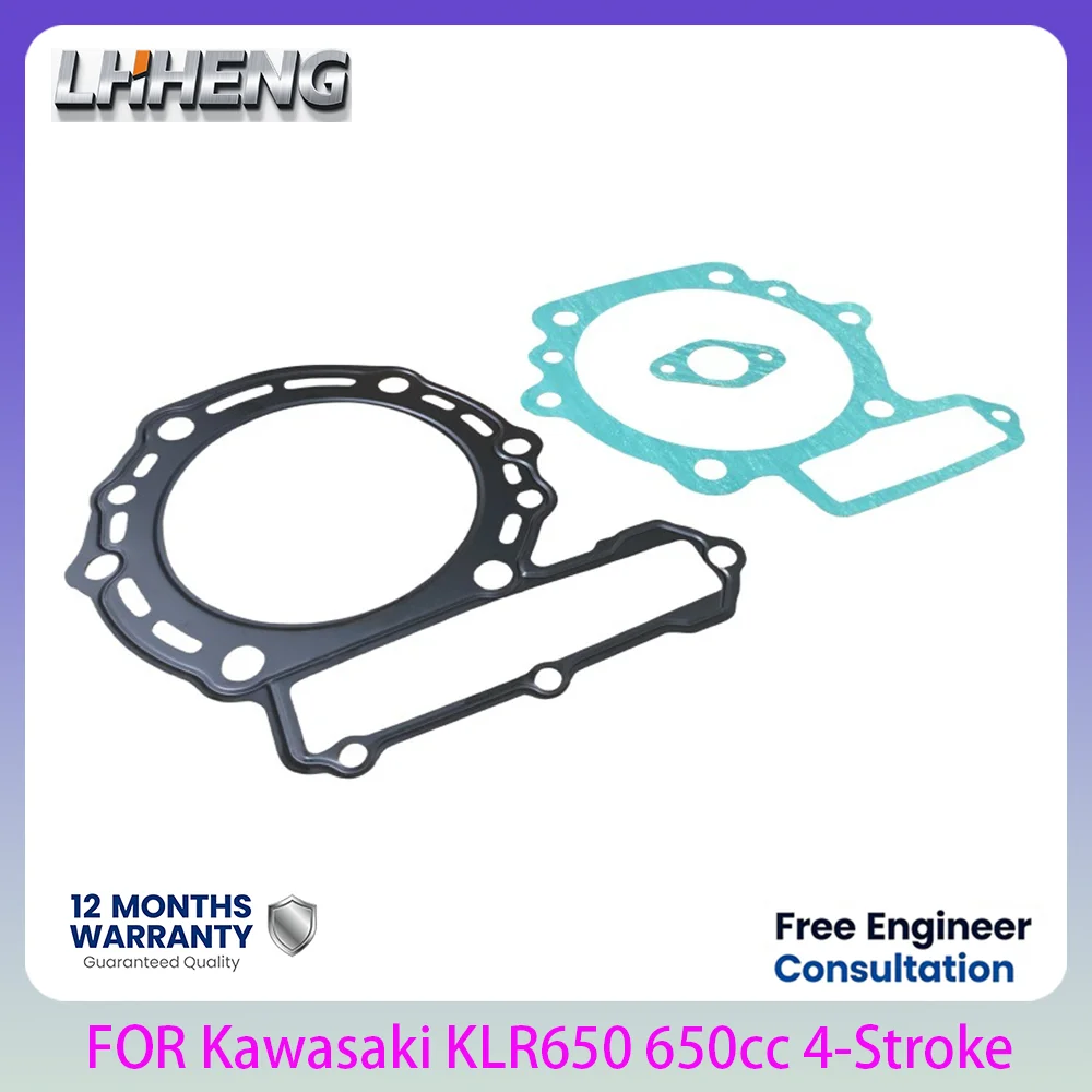 Cylinder Head Gasket Kit 100mm Bore 650cc 4-Stroke Engine Top End Parts for Kawasaki KL650 KLR650 Motorcycle Rebuild 1987-2024