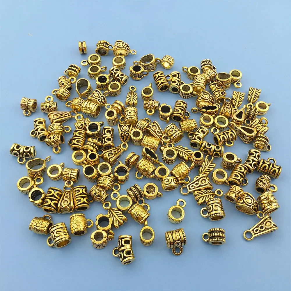 Mix Tibetan Gold Silver Color Metal End Bead Big Hole Connector For Jewelry Making Diy Bracelet Necklace Accessories Wholesale