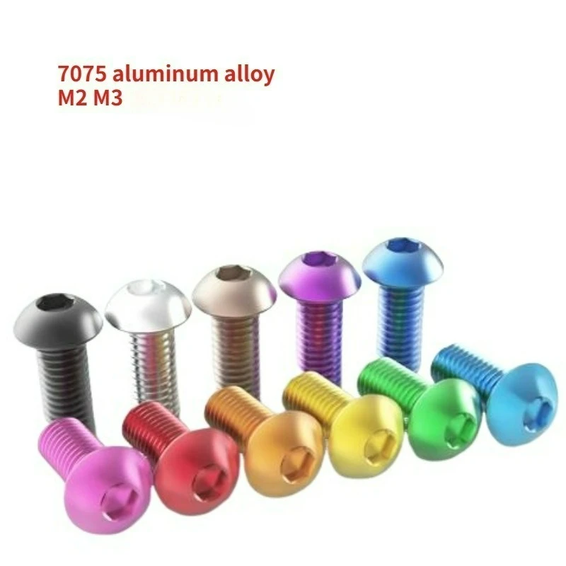 10pcs 7075 Aluminum Allen Round Screw M2 M3 Colourful Aluminum Alloy Hex Hexagon Socket Button Head Machine Bolts