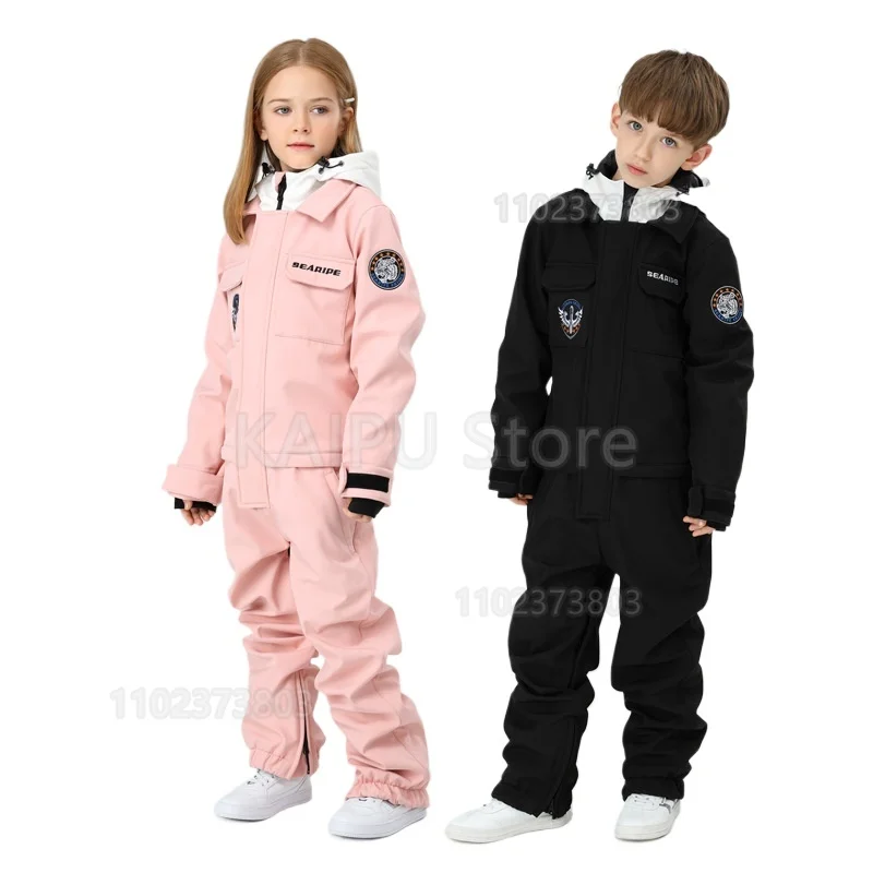 

Child Ski Suit Boys and Girls Tooling One-piece Ski Suit Windproof Waterproof Ski Equipment jumpsuit kids