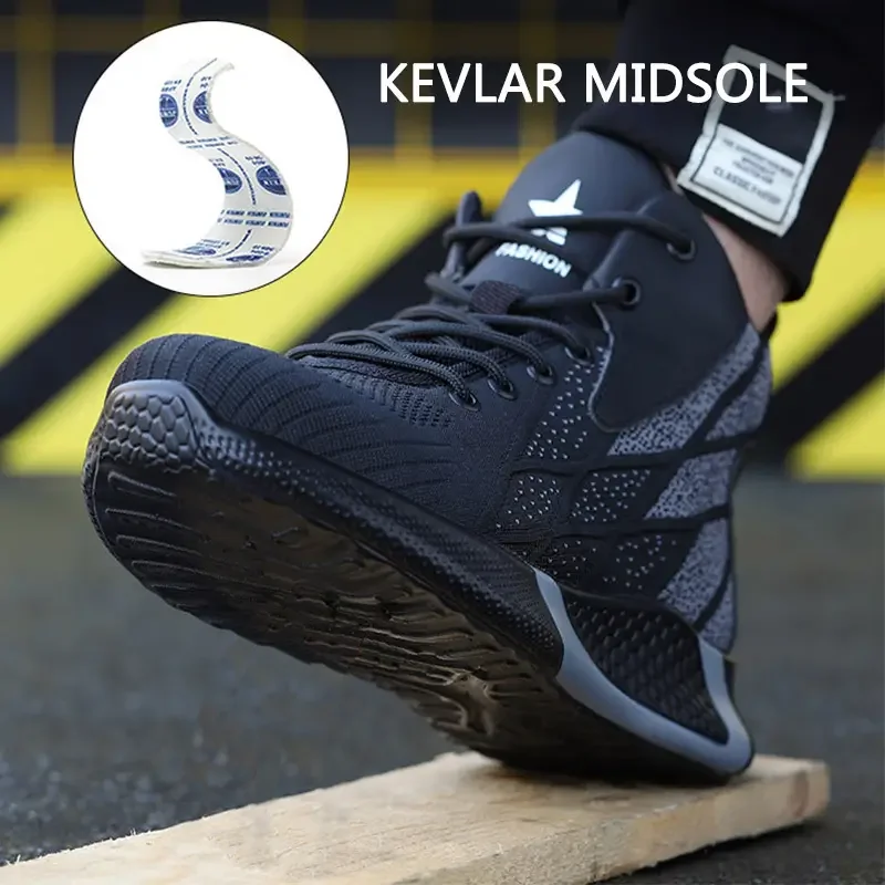 Stahlkappe Sicherheitsschuhe Herren Arbeitsschuhe Turnschuhe Leichte Anti-Smash Anti-Punktion Sicherheitsschuhe Herren Unzerstörbare Bergbaustiefel – Detail 9