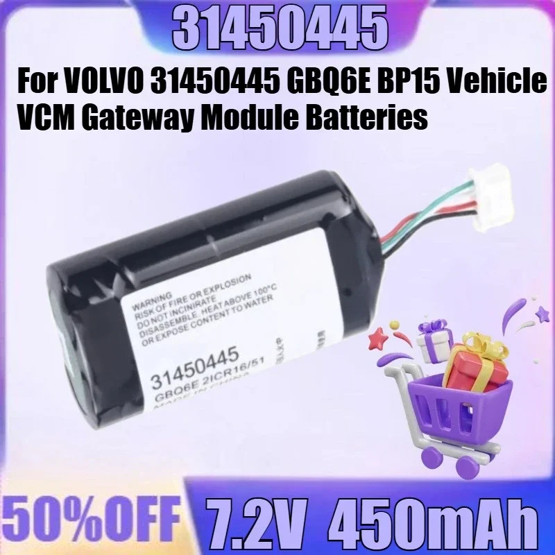 SWZY New Battery for VOLVO 31450445 GBQ6E BP15 S/N:P0839AREV.J Vehicle VCM Gateway Module Batteries 450mAh 7.2V