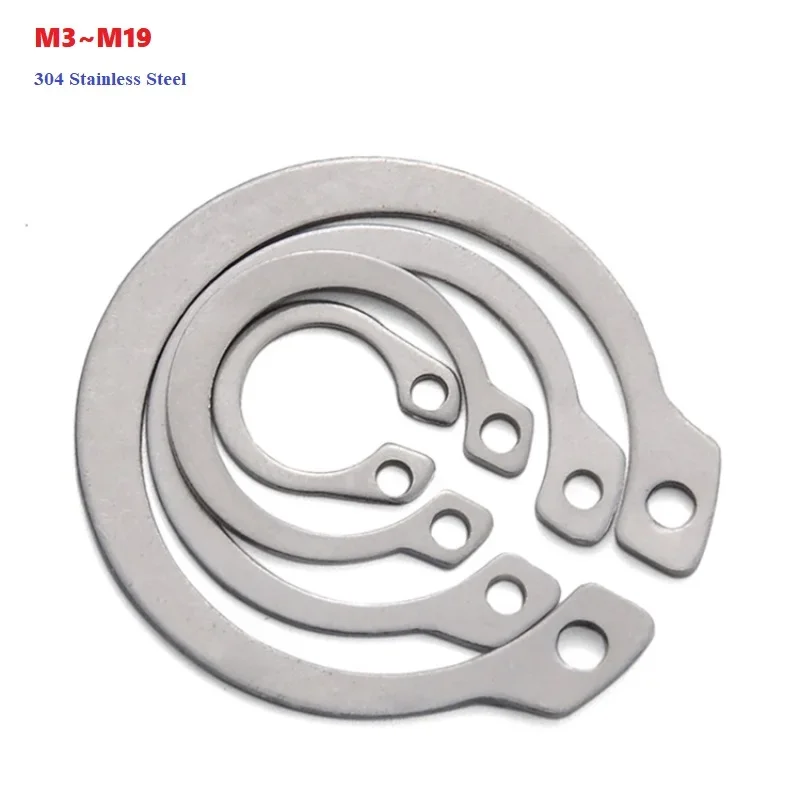 M3-M19 Circlips For Shaft 304 Stainless Steel Shaft Retaining Snap Ring Bearing Retainer Circlip C-clip Lock Washers