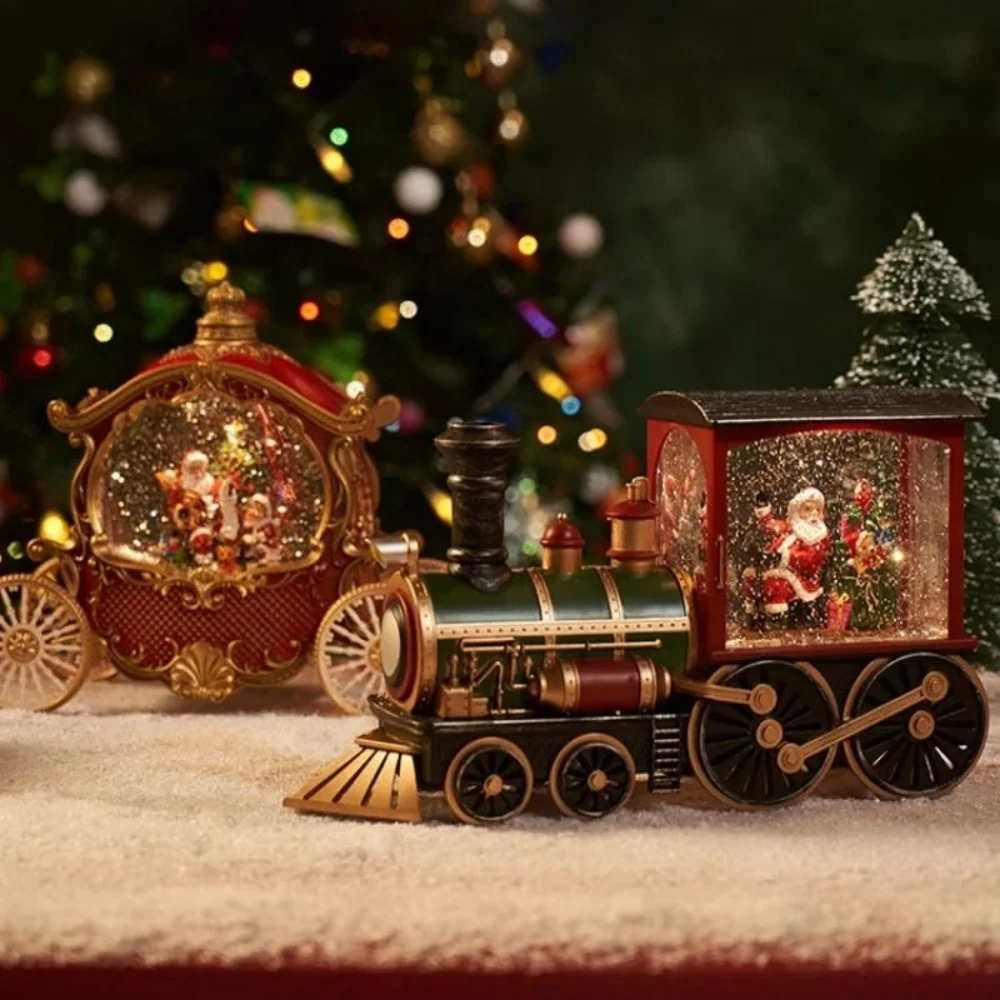 2024 Christmas Gift Train Crystal Ball Ornament Christmas Gift Christmas Eve Decoration Lighting Train Box CrystalBall Ornaments