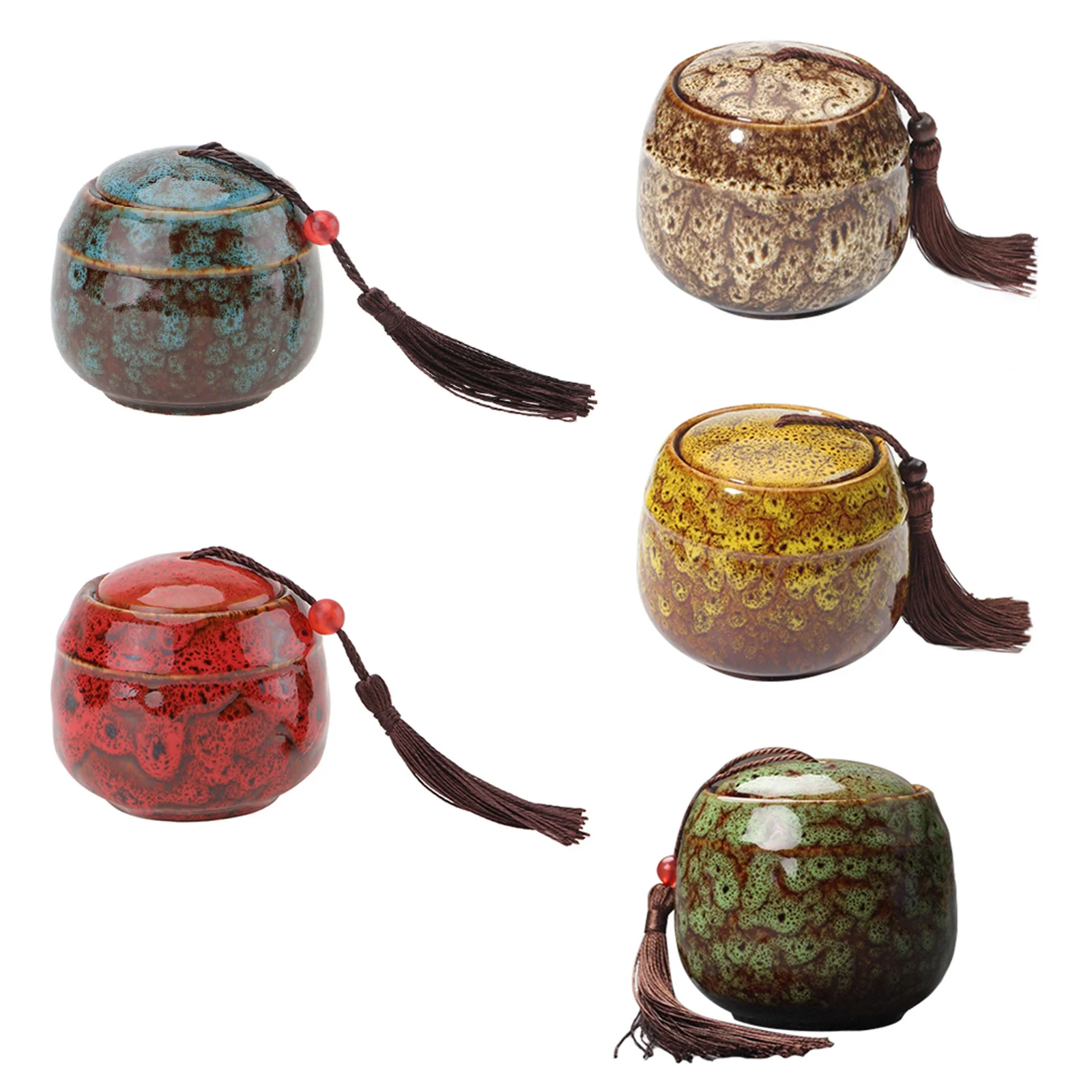

5 Pcs Sealed Tea Jar Airtight Storage Loose Organizer Ceramic Jars Sugar Canisters for Office Leaves Holder