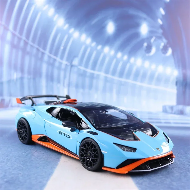 1:18 Lamborghini Huracan STO sports car High Simulation Diecast Car Metal Alloy Model Car Children's toys collection gifts F529