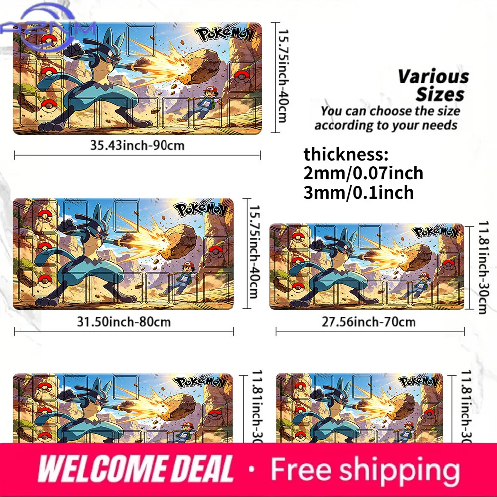 Anime Lucario Rock Punch Canyon TCG Playmat Large Gaming Mouse Pad