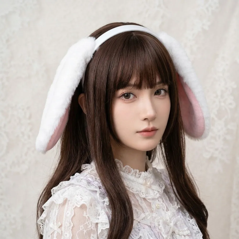 

Мягкий плюшевый ободок для волос в стиле бохо с ушками кролика, удобный, милый, для фотосессий