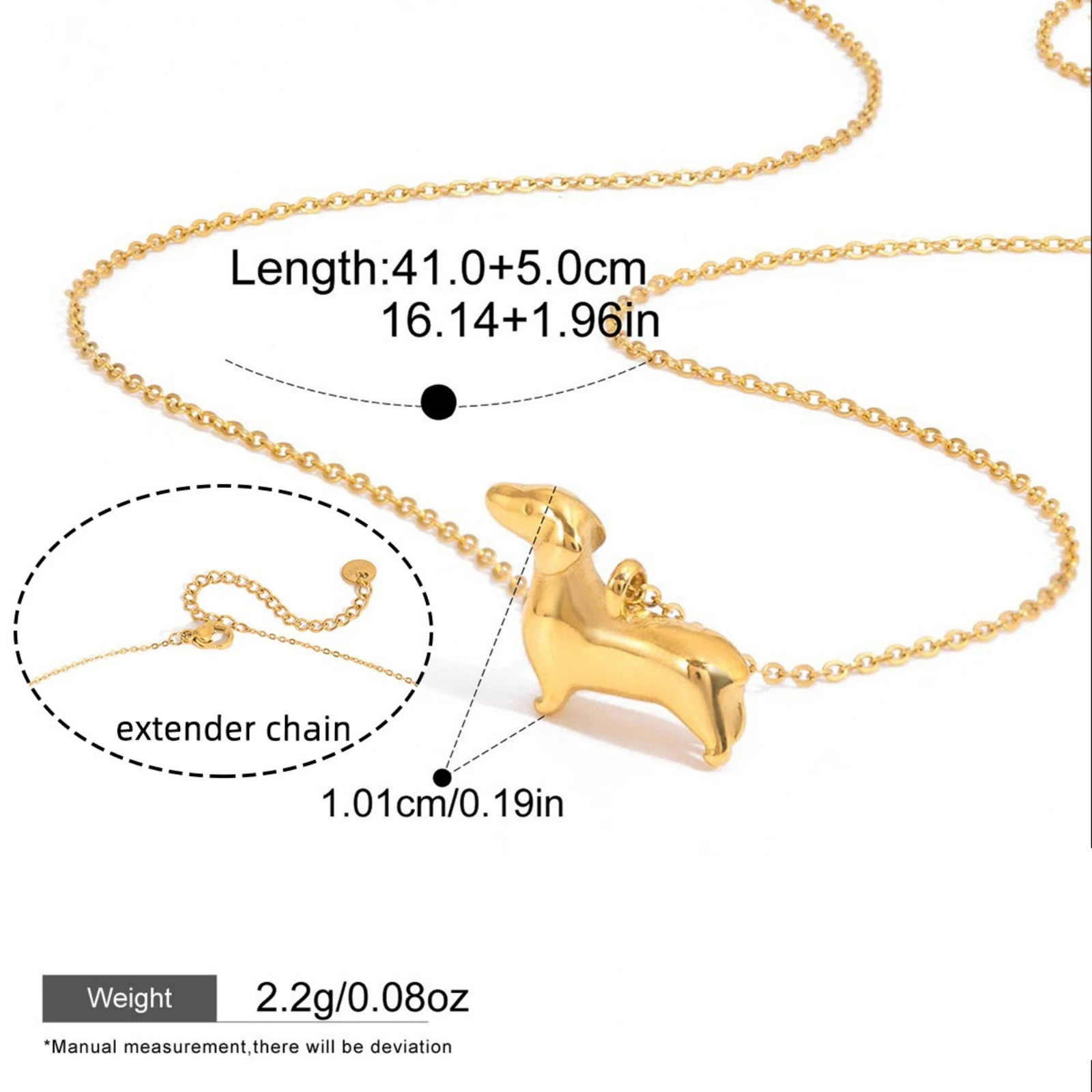 1pc Stainless Steel Necklace Gold Color Chains Dog Animal Pendant Charm Necklace For Women Party Collar Jewelry 41cm+5cm Long