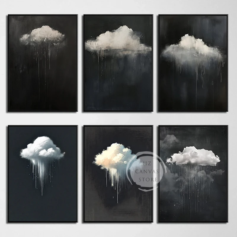 Gothic Abstract Rain Cloud Vintage Posters and Prints Dark Academia Wall Art Picture Canvas Painting Moody Farmhouse Home Decor