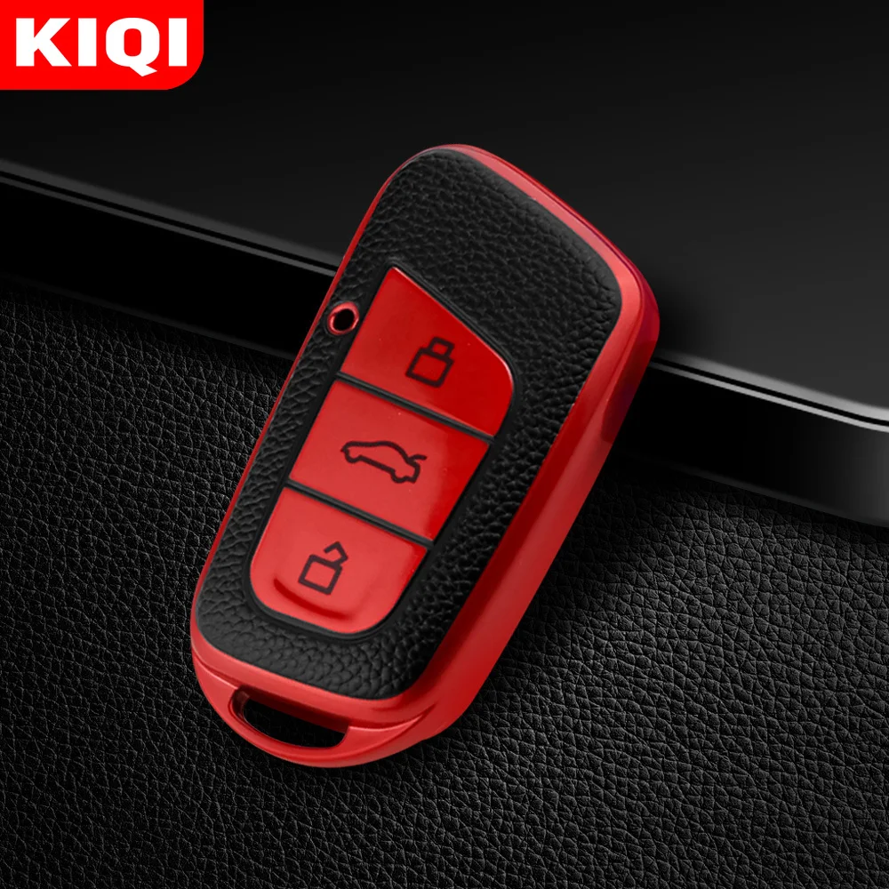 Funda para llave de helado para Chery EQ1 Little Ant New Energy QQ, 3 botones, funda para llave de coche, TPU Fob, funda para bolsa, soporte para control remoto inteligente