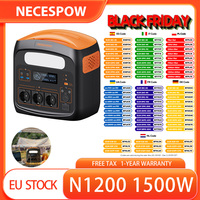 NECESPOW N1200 Portable Power Station, 1102.5Wh LiFePO4 Battery, 3*1500W AC Outlets (3000W Peak), 50Hz Pure Sine Wave Solar