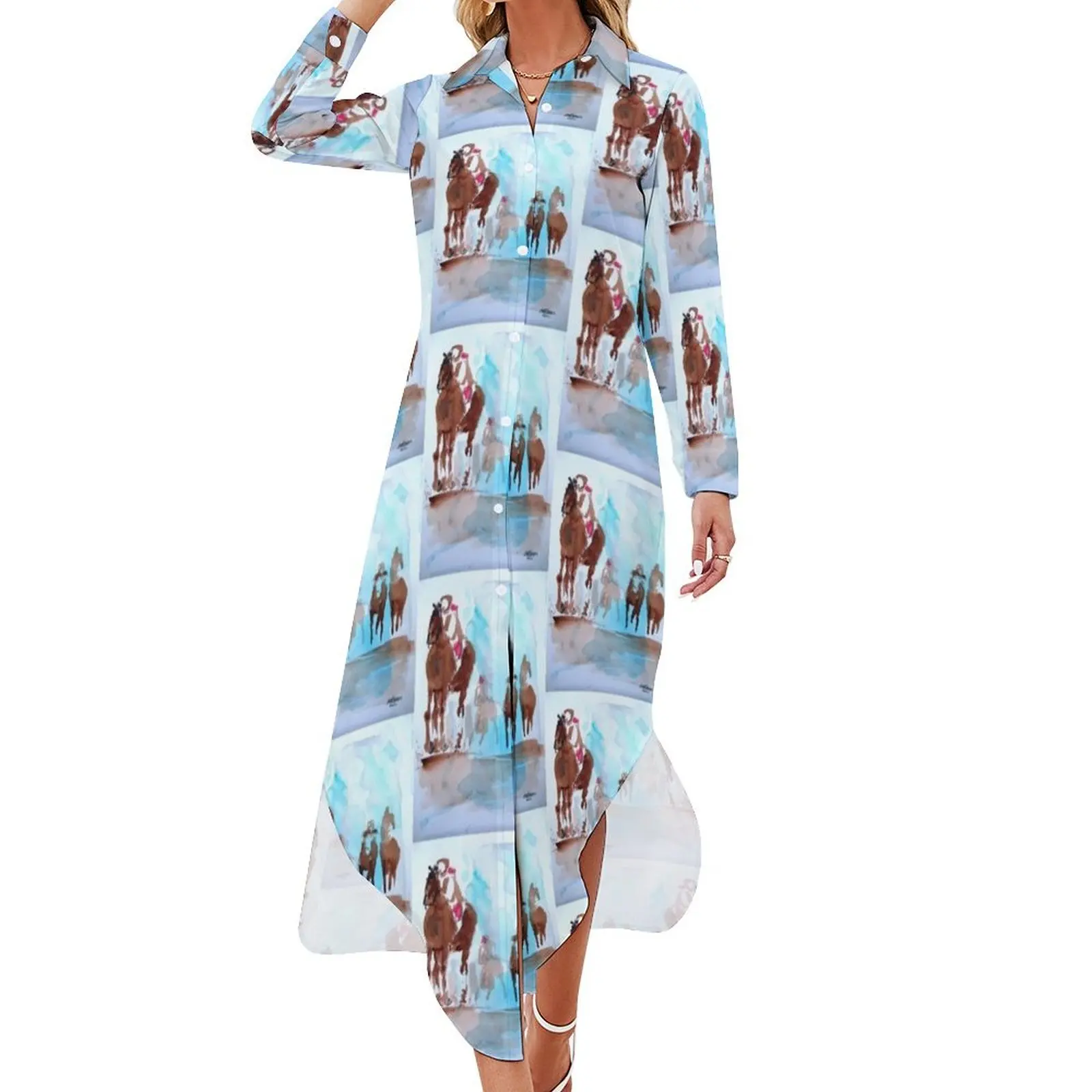 

At the Finish Long Sleeved Shirt Dress Summer skirt elegant guest wedding dress