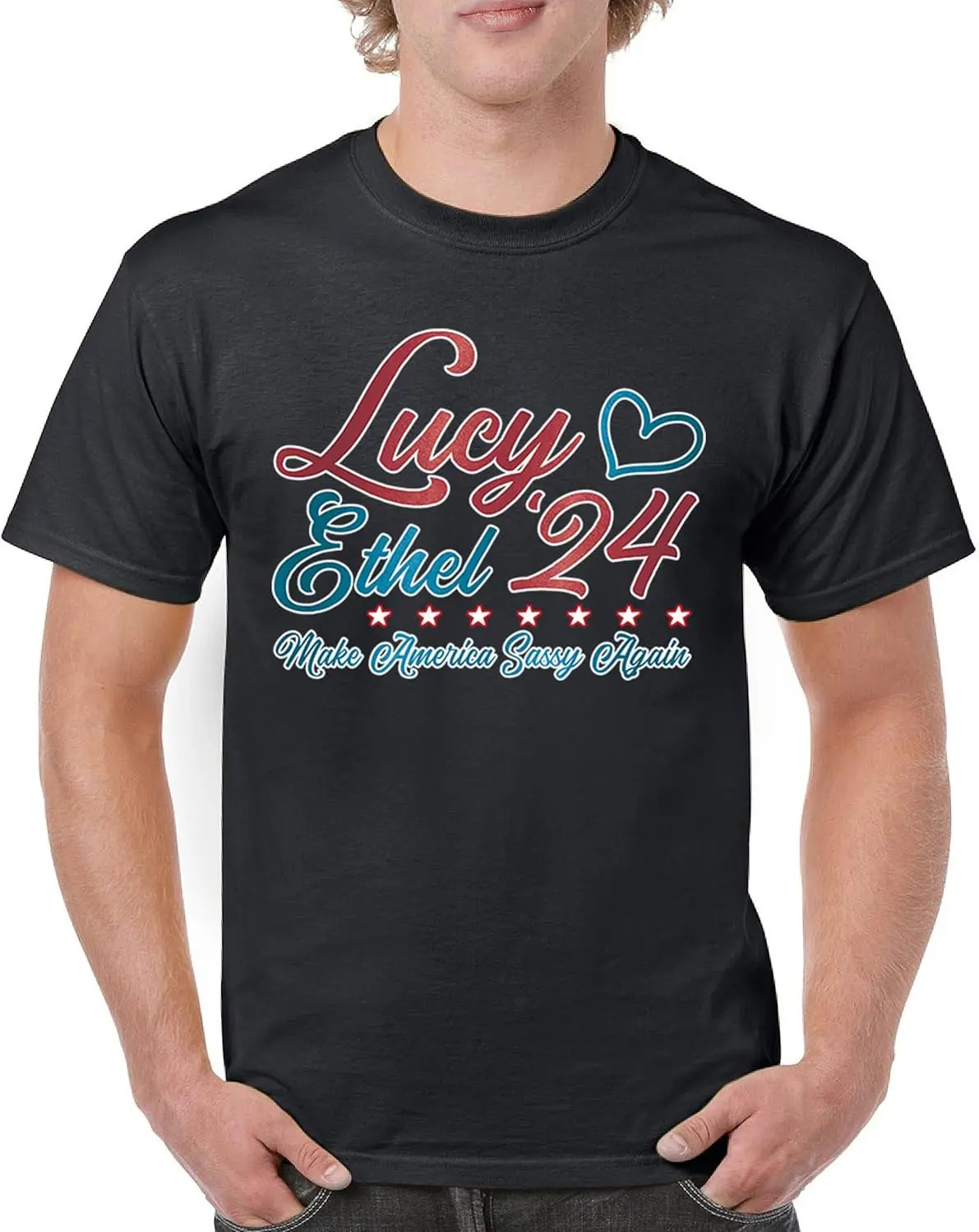 Lucy Ethel 24 Make America Sassy Again T-Shirt Team Lucy TV Show American Classic BFFs Best Friends Men's Tee