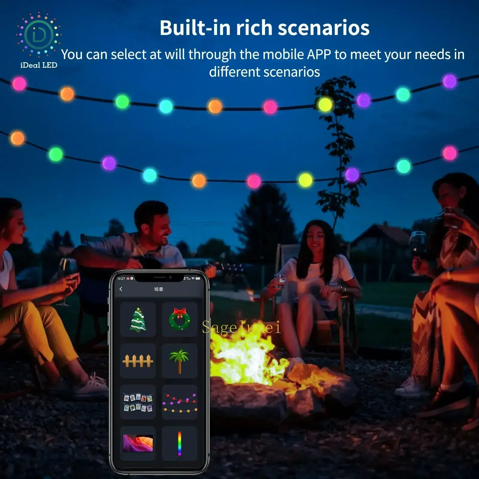 Smart LED String Lights USB Bluetooth Fairy Lights Camping Room Outdoor Garden Decor Garland Lamp Christmas Light 10M 66 Bulbs