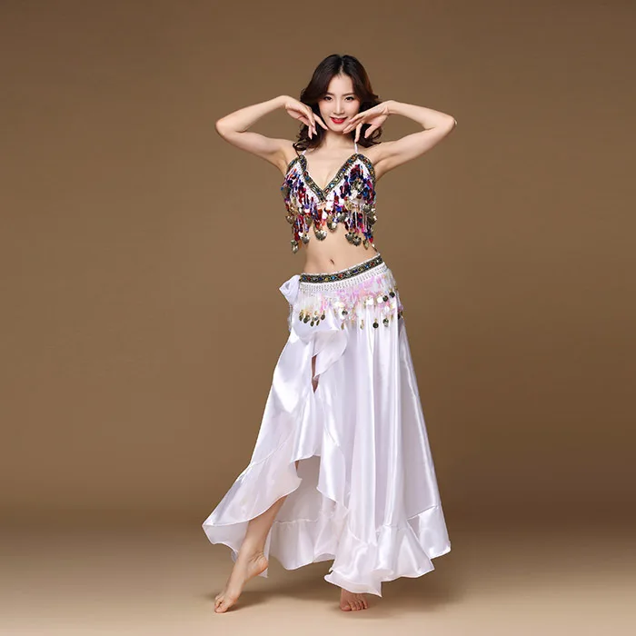 

Belly Dance Bra Skirt Set Halloween Practice Clothes Sexy Women Long Skirt Suit Dance Wear Performance Oriental Stage Costume