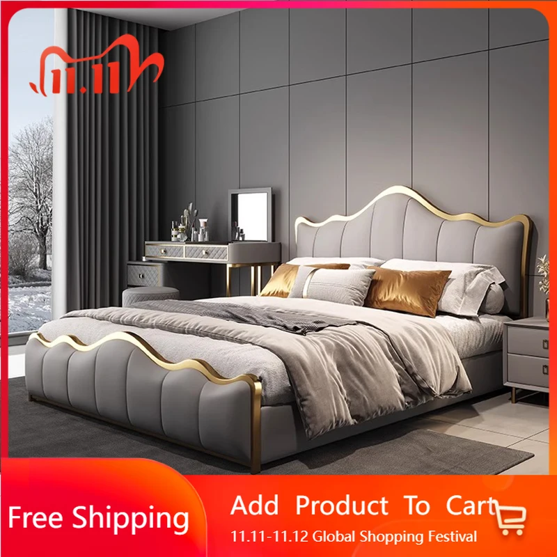 

Modern Luxury Massage Bed Bedroom King Size Loft Sofa Bed Frame Design Metal Wooden Sleeping Letto Matrimoniale Hotel Furniture