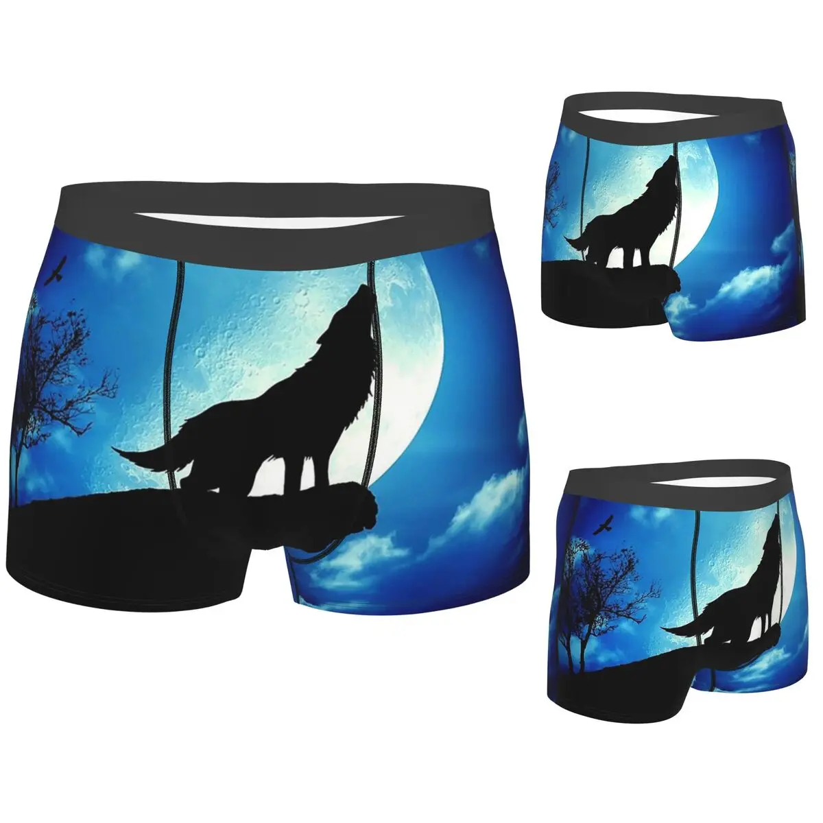 

Трусы-боксеры, шорты с вовком, мужские вентилируемые трусы для Homme, мужской подарок бойфренду