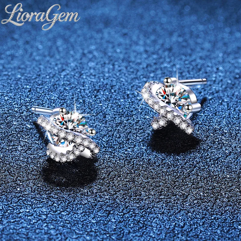 LioraGem 0.5 Carat D Moissanite Stud Earrings for Her, Personalized Trendy Cosmic Star Earrings Platinum PT950 Stamp
