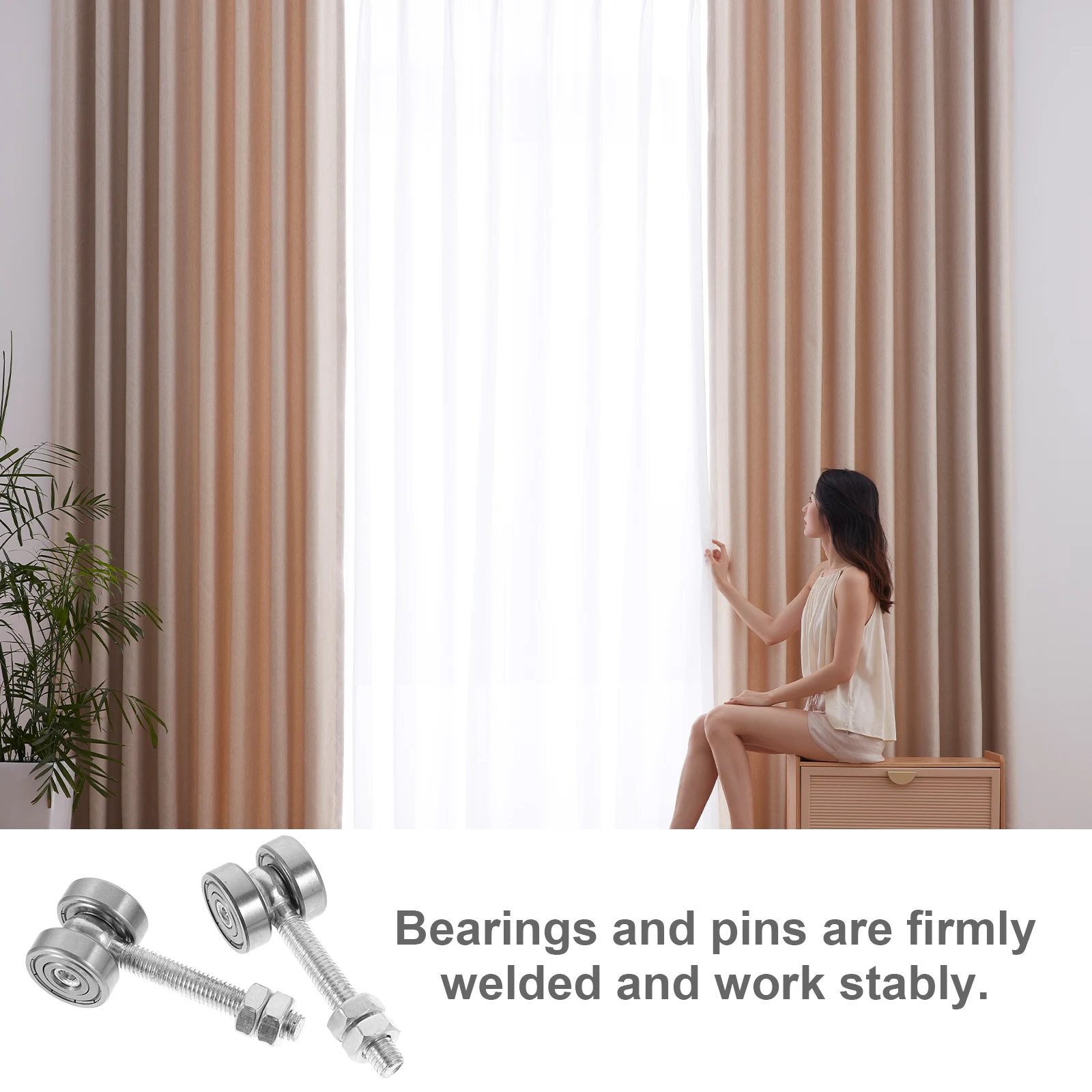 

2 Pcs Sliding Door Trolley Assembly Galvanized Iron Two Bearings for Strut Channel Window Accessories Smooth Rolling Hardware