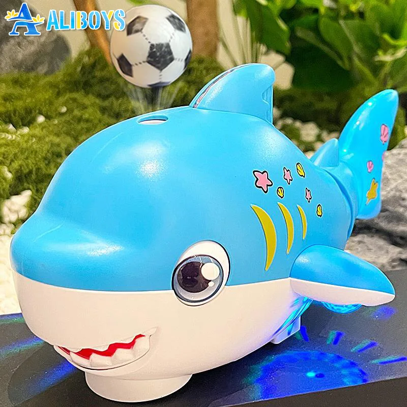 Bola de sopro elétrica tubarão balanço automático bola flutuante tubarão móvel com música e luz brinquedo interativo presente aniversário do miúdo