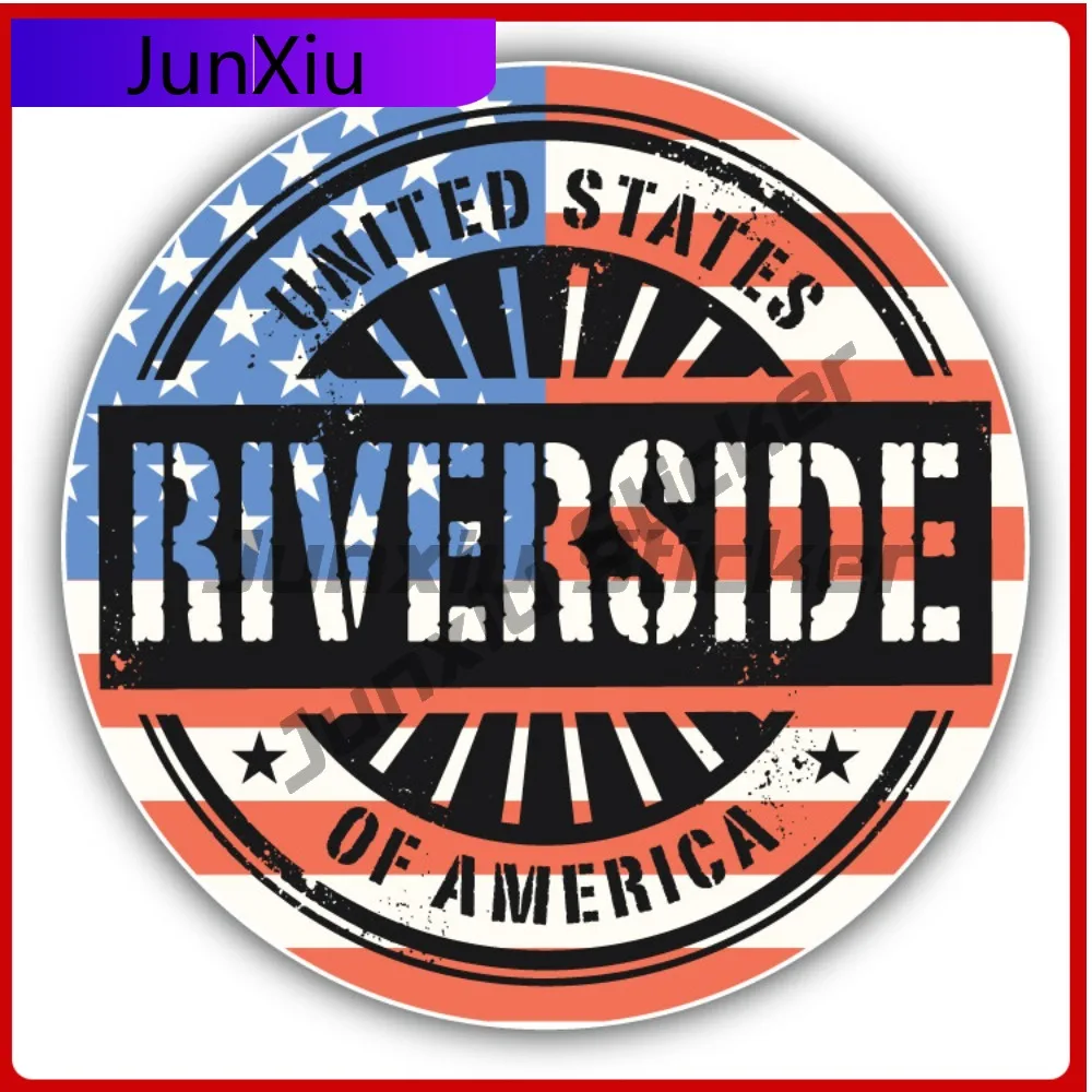 

Riverside City Usa Flag Grunge Stamp Car Decal Bumper Stickers Anime Style Window Use For Rear Window Vehicle Exterior Decora