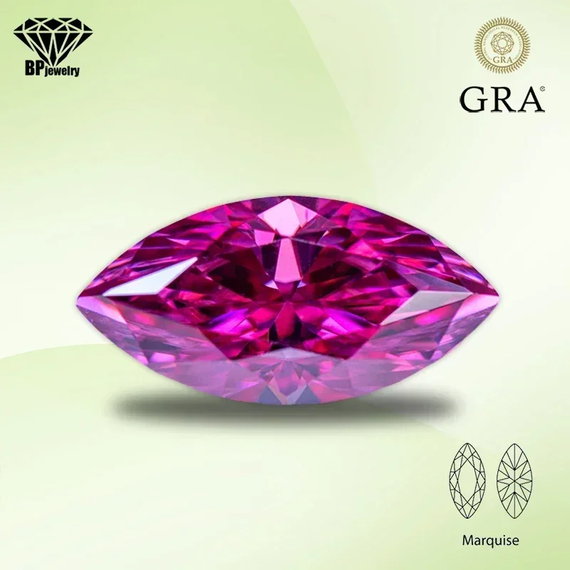 

Moissanite Loose Stone Pink Color Marquise Cut Lab Created Heat Diamond Gemstone for DIY Charms Jewelry Making