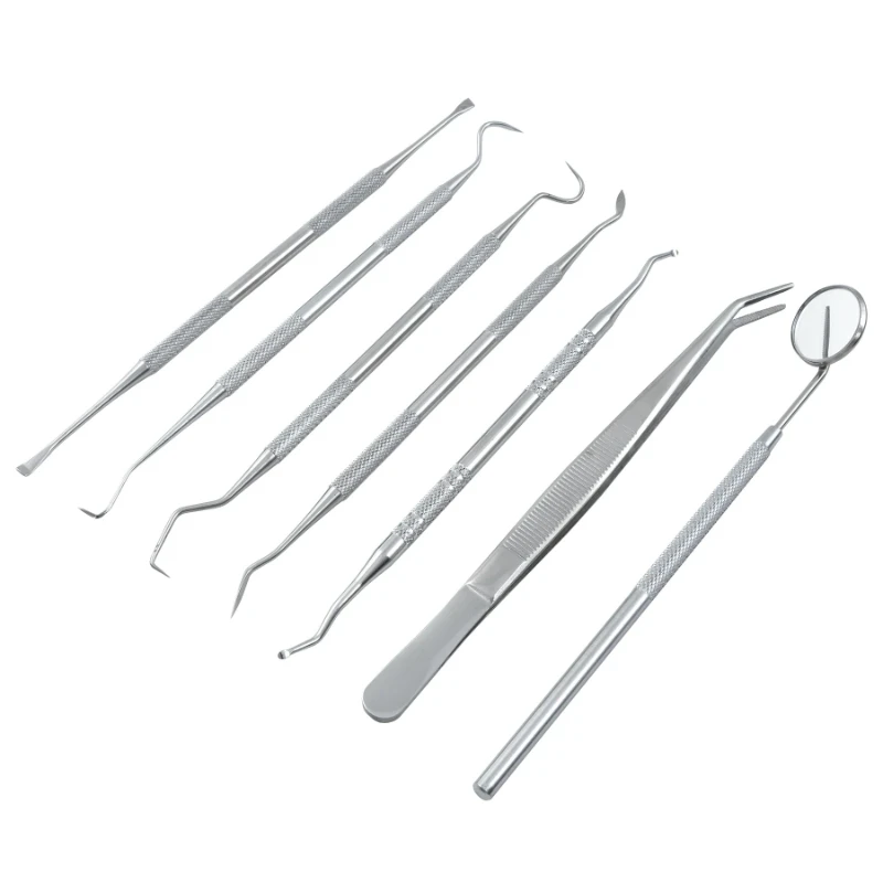 5×7Pcs/Set Dental Stainless Steel Clean Tools Dentist Mirror Double Probe Sickle Hoe Sickle Scaler Tooth Care Tool