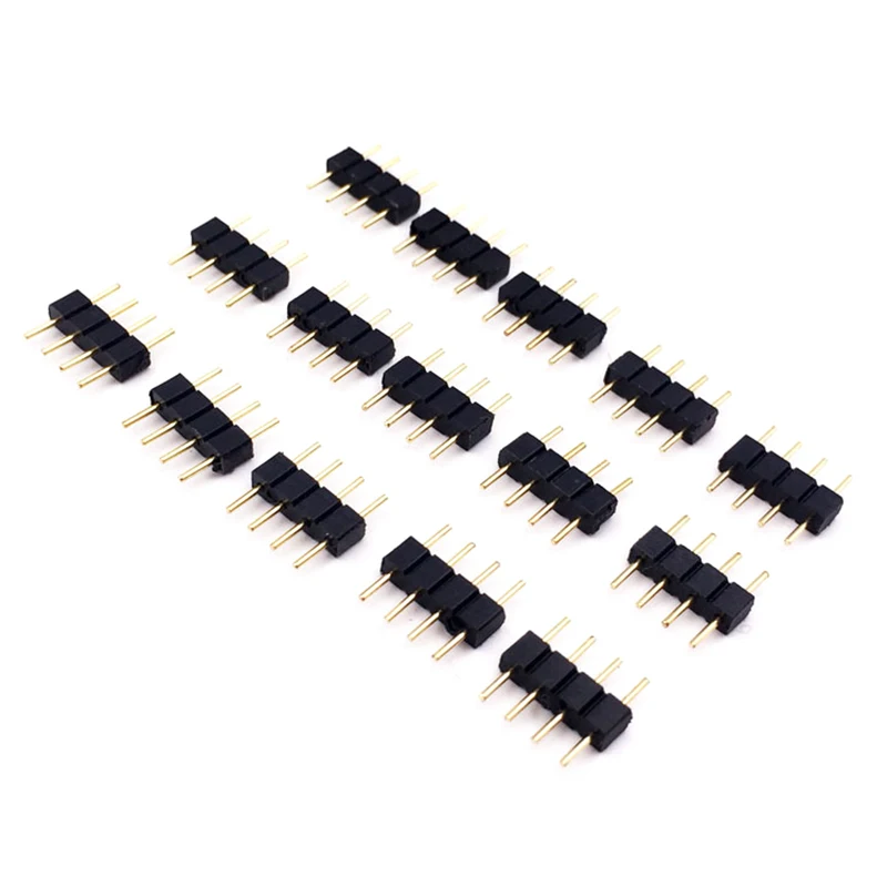 10pcs/lot 4 Pin RGB Connector Adapter pin needle male type double 4pin,For RGB 5050 3528 LED Strip DIY lights insert