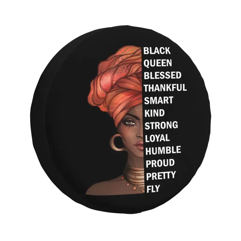 

Custom African Women American Black Queen Tire Cover 4WD 4x4 SUV Spare Wheel Protector for Toyota Land Cruiser Prado 14" 15 Inch