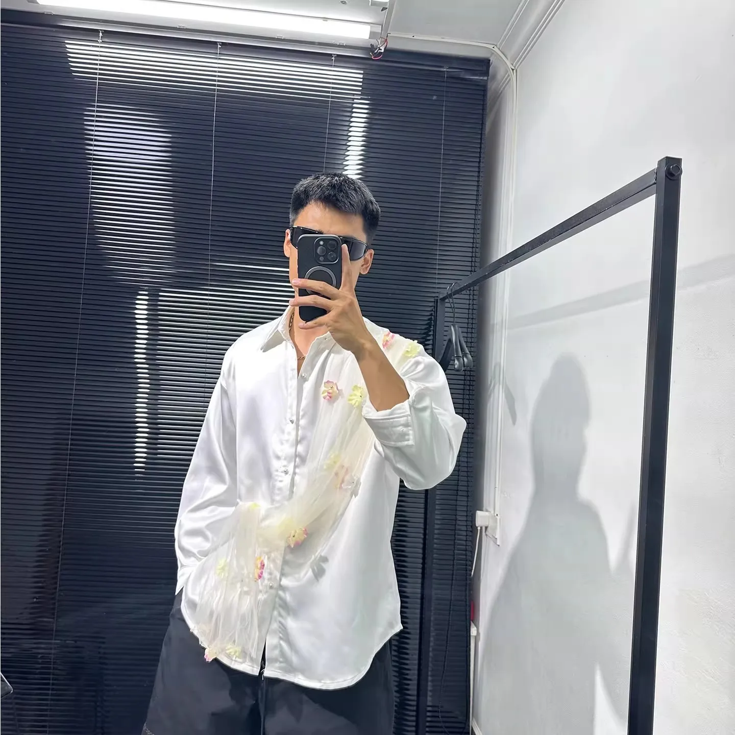 Men Casual Shirts Gothic Style Men's Clothing Spring Male High Street Autumn Black Shirts