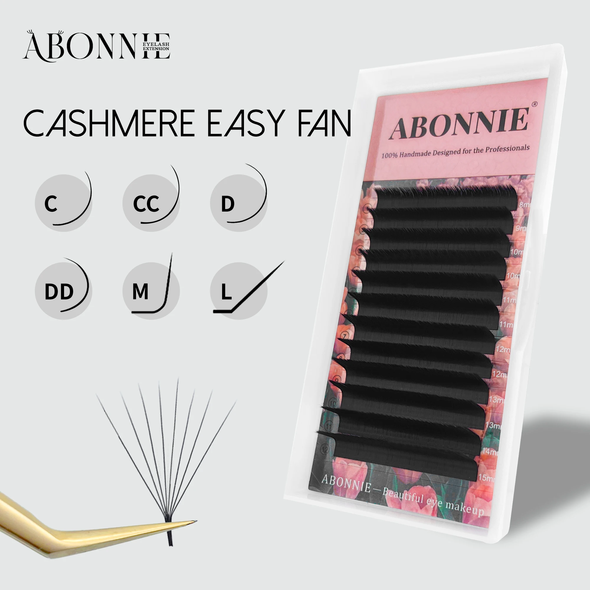 Abonnie L M Curl Cashmere Easy Fan Lashes Extensions Mega Volume Eyelashes Extension Matte Black Cilios