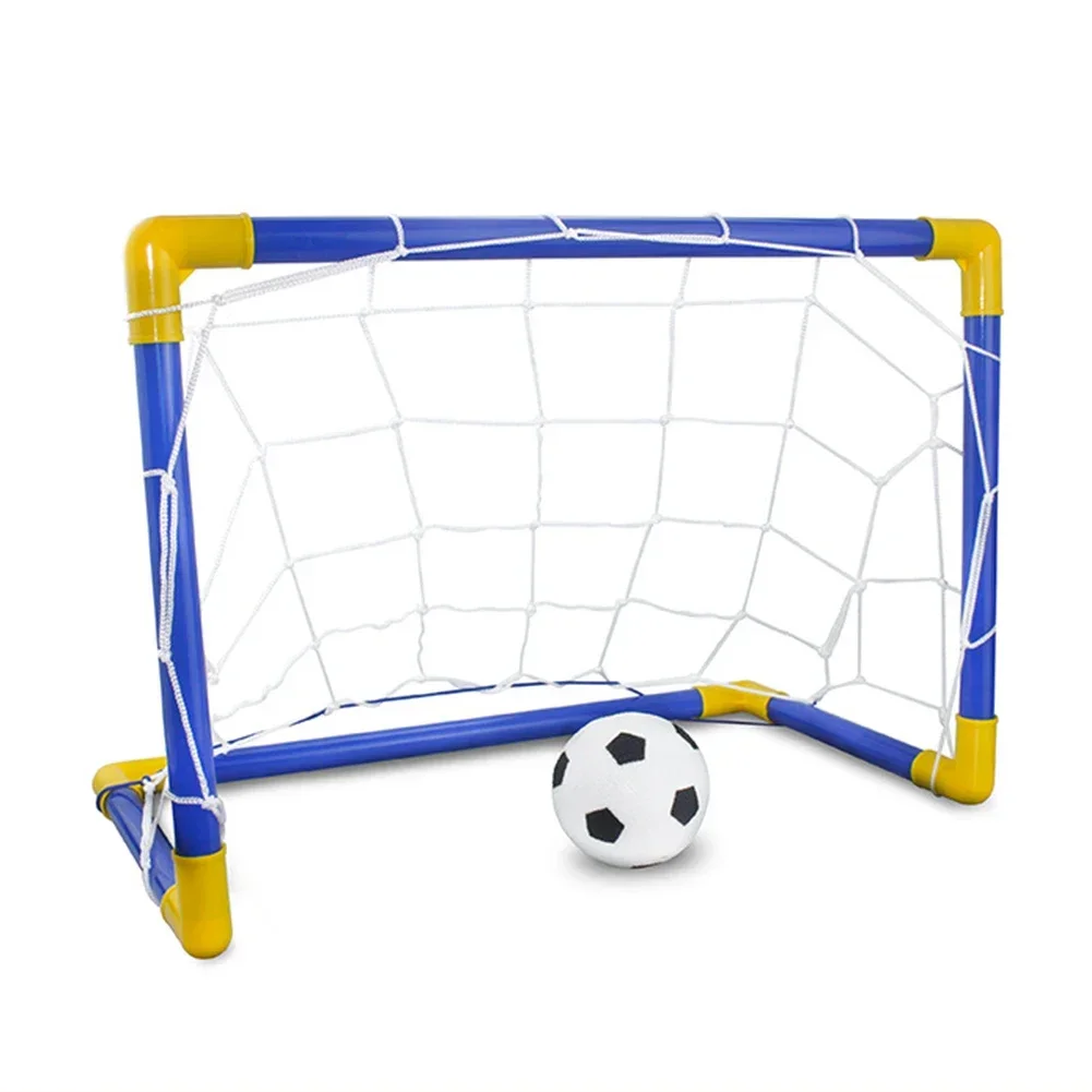 POTEA  Indoor Mini Folding Soccer Goal Post Net Set + Pump Home Game Outdoor Games Toys Kids Sports Training Equipment