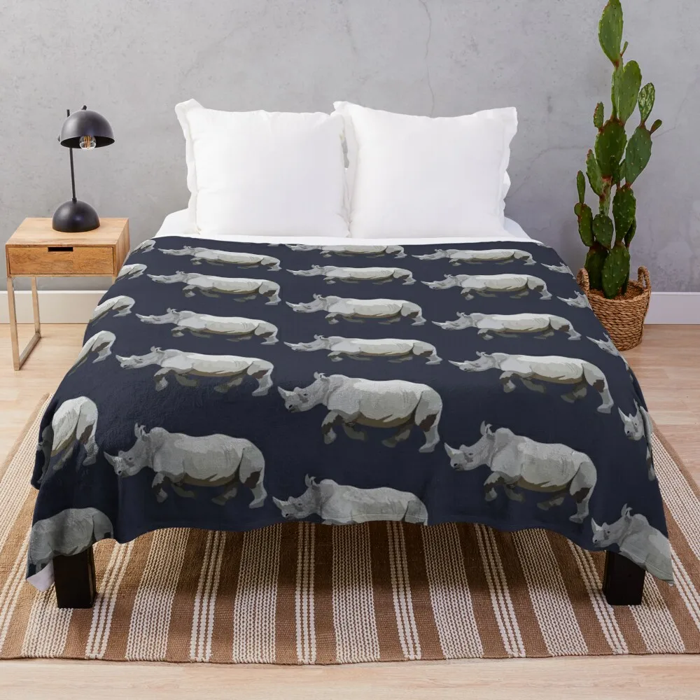 

R is for Rhino Throw Blanket Cute Plaid Summer Beddings Bed Blankets